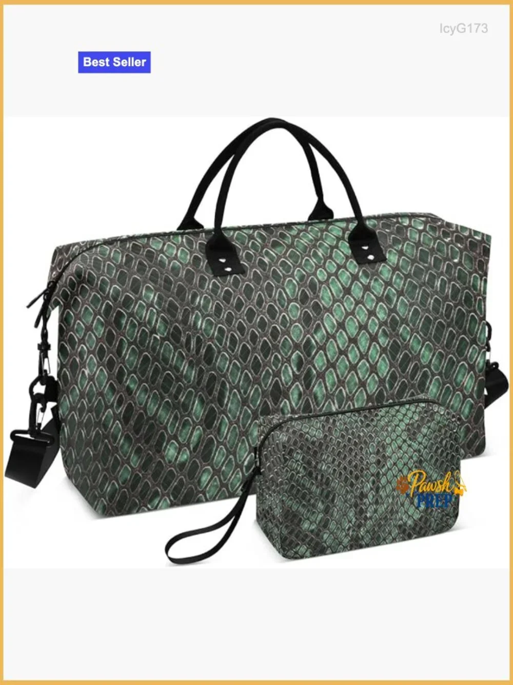 Snakeskin Print Travel Duffel Bag - Weekender Gym Tote Overnight Carry On